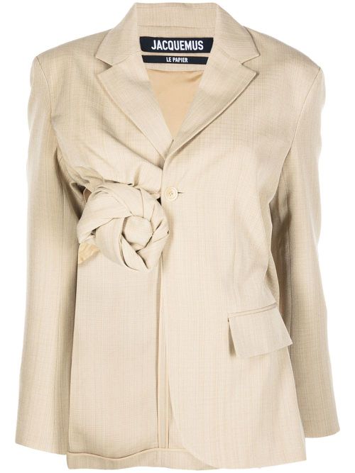 Baccala asymmetric cropped blazer - Neutrals