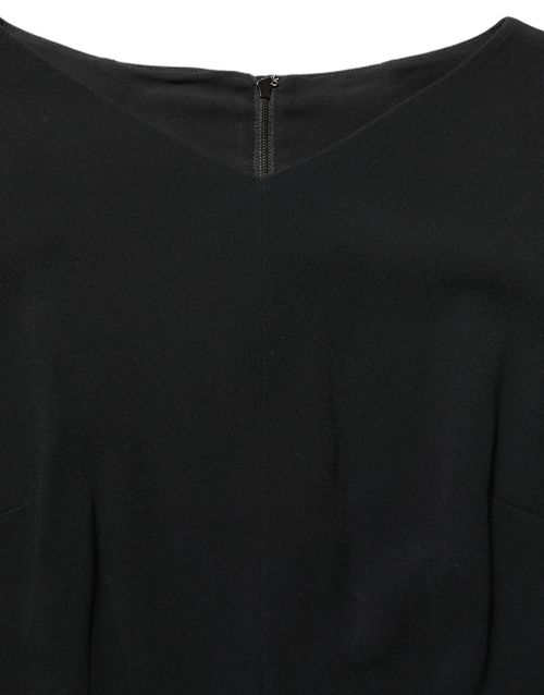 Short-Sleeve A-Line Midi Dress — Black