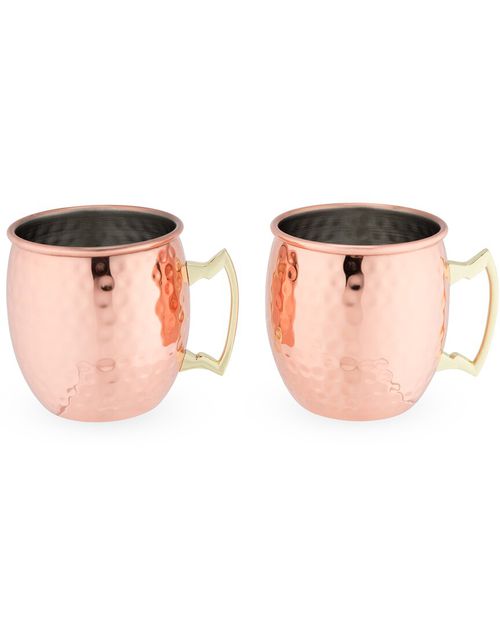 True Set of 2 Hammered Moscow Mule Copper Mugs