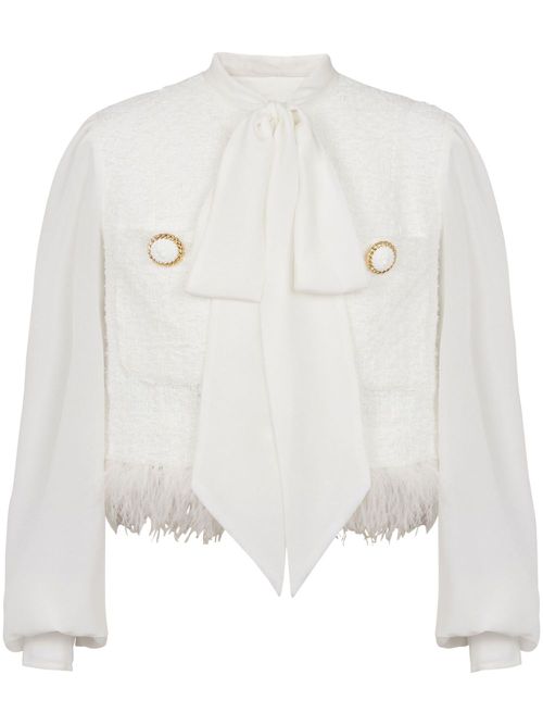 Panelled tweed jacket - White