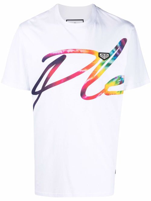 Multicolour signature logo T-shirt - White