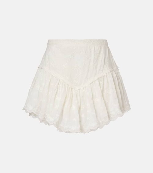 Zoelia embroidered cotton and silk shorts