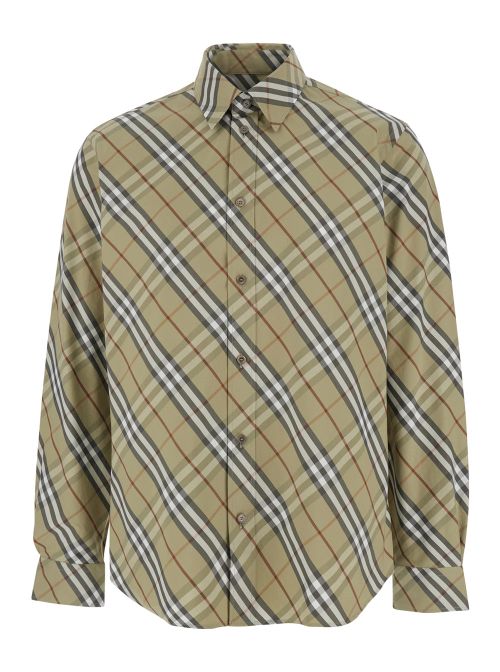 Check Cotton Shirt — Beige