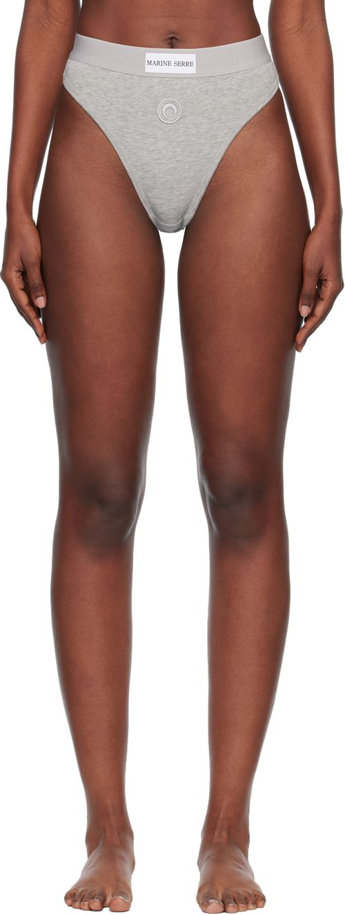 Gray Moon Logo Stretched Jersey High-Waist Briefs