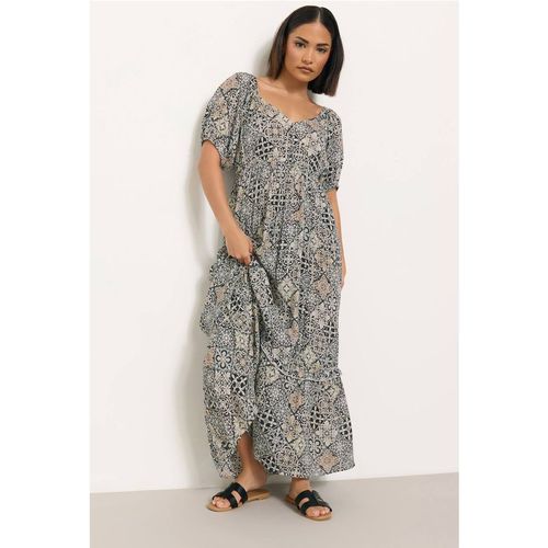 PixieGirl Women's Petite Tile Print Maxi Dress in Black