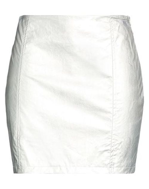 Woman Mini skirt Silver Size S Polyurethane, Viscose