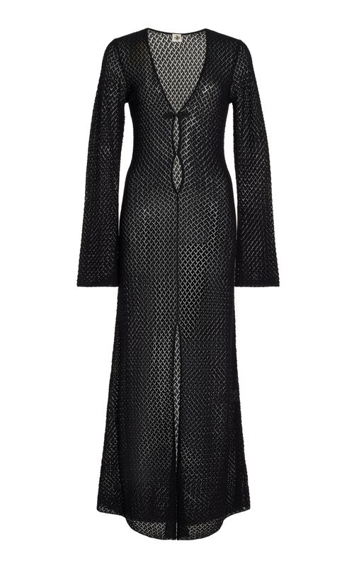 Tanzania Pointelle-Knit Organic Cotton Maxi Dress
