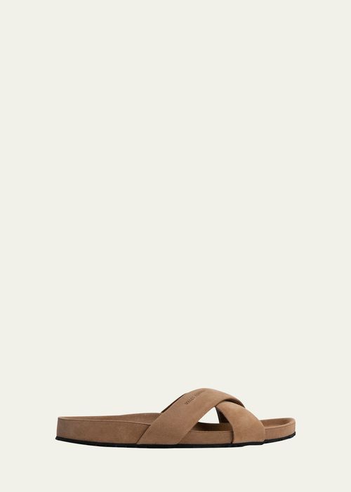 Suede Crisscross Comfort Slide Sandals