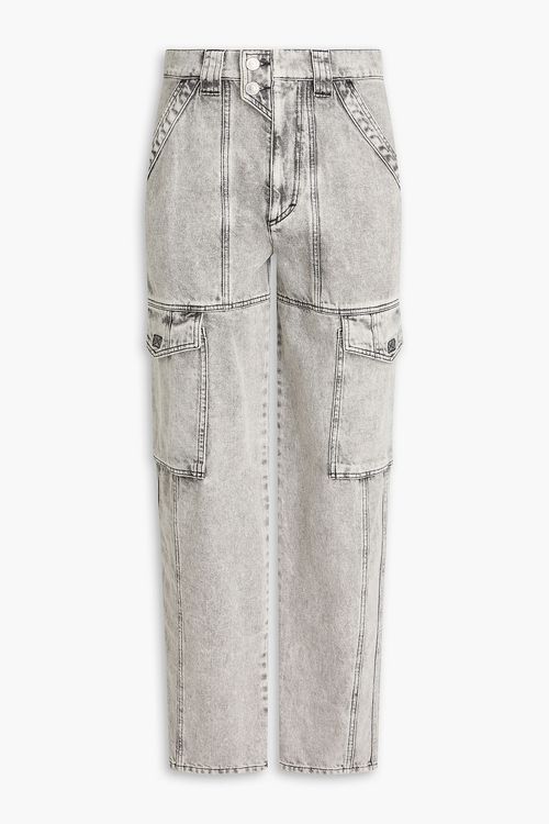 Acid-wash denim cargo jeans - Gray - 28