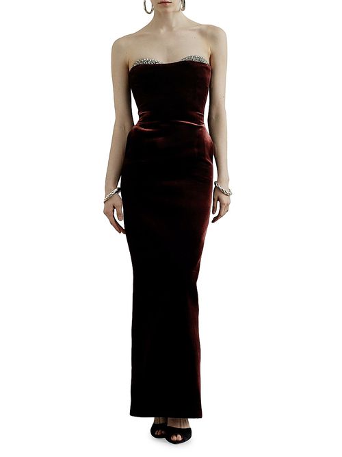 Women's Noelie Rhinestone Velvet Gown - Budapest