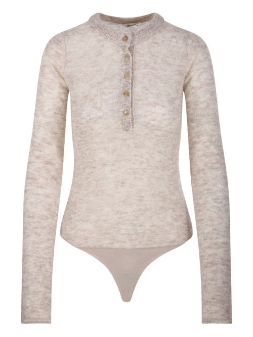 Button-front long-sleeve bodysuit - Neutrals