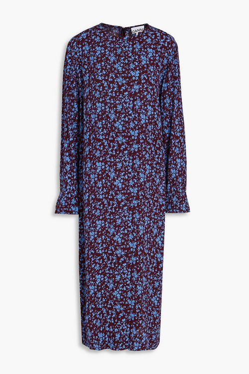 Floral-print crepe midi dress
