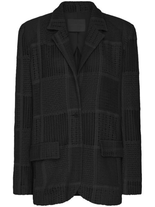 Boyfriend single-breasted macrame blazer - Black