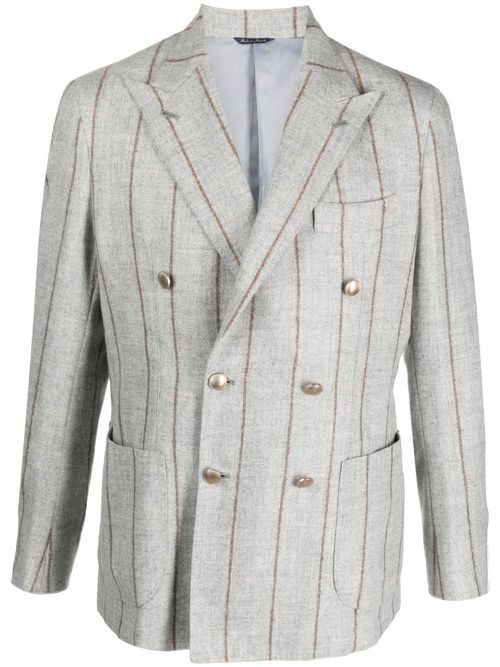 Striped wool-blend blazer