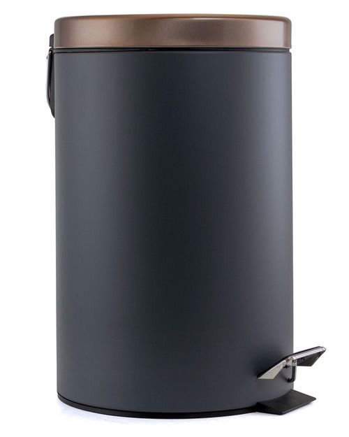 12 Quart Stylish Grey and Copper Soft Pedal Office, Kitchen and Bathroom Trash Bin