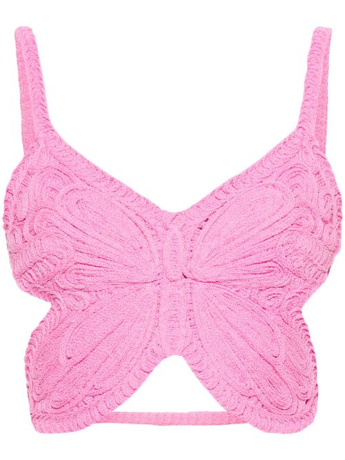 Butterfly sleeveless crop top - Pink