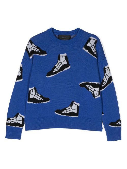 Trainers-print knitted sweatshirt - Blue