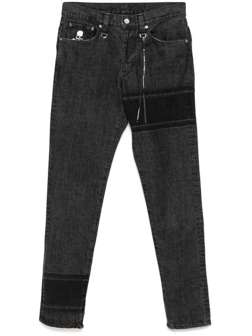 Logo-embroidered skinny jeans - Black