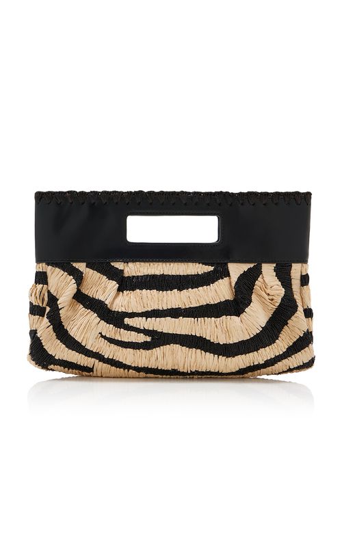 Lena Zebra Raffia Clutch