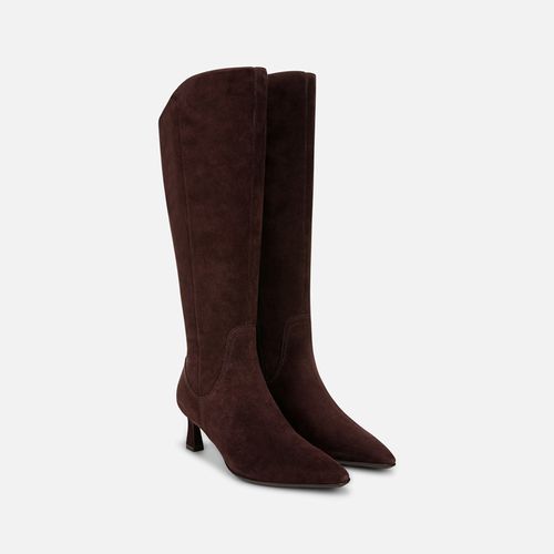 Deesha Extra Wide Calf Knee High Boots, Mahogany Suede Leather