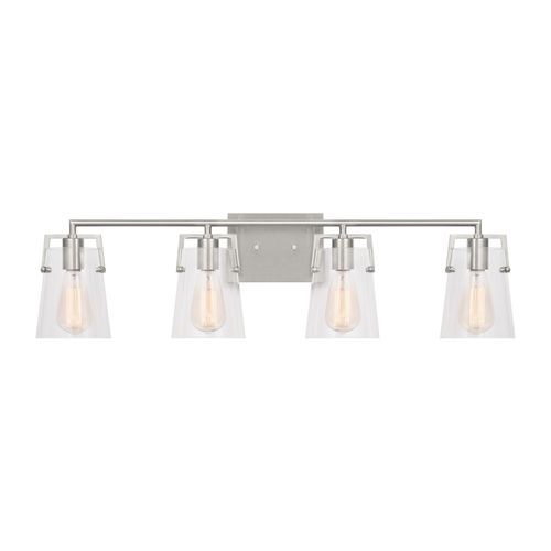 Brushed Steel Four Light Bath from the Crofton Collection