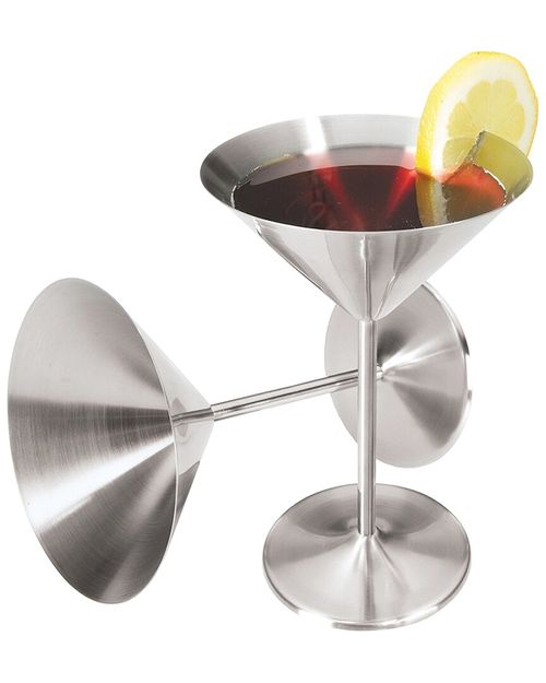 Set Of 2 Stainless Steel Martini Goblets