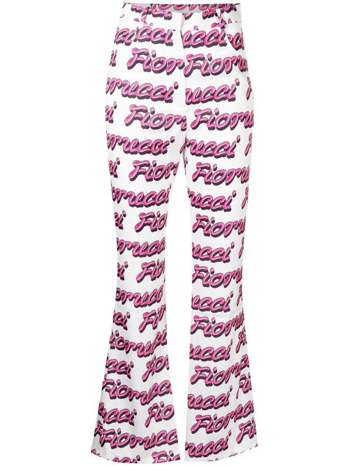 High-waist flared trousers - White
