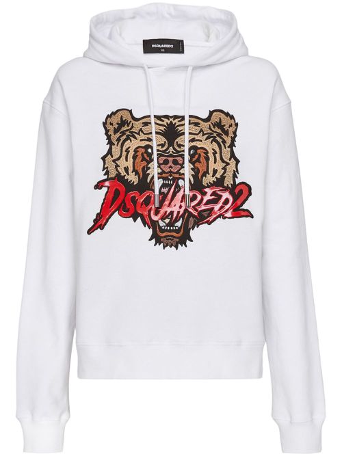 Logo-print cotton hoodie - White