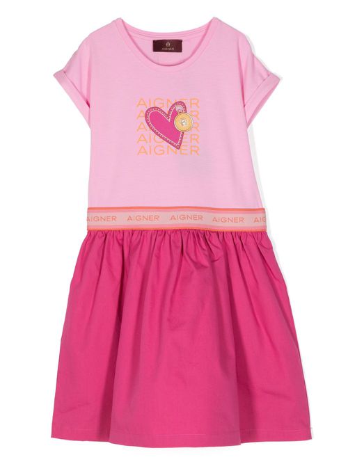 Graphic-print cotton-blend dress - Pink