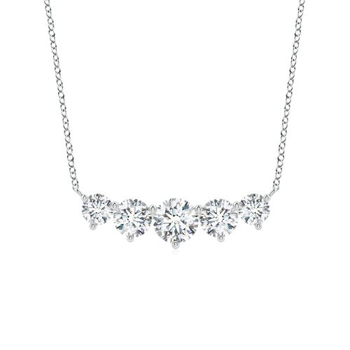 Angara 1.0 Carat Graduated Five Stone Round Diamond Necklace in Platinum