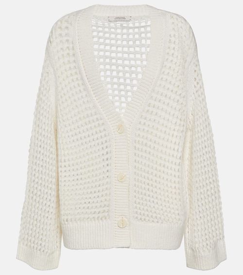 Pointelle wool and cashmere cardigan