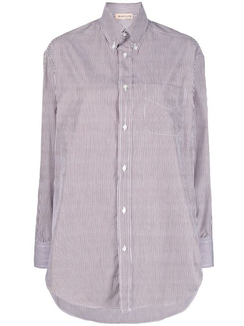 Striped oversized shirt - Brown