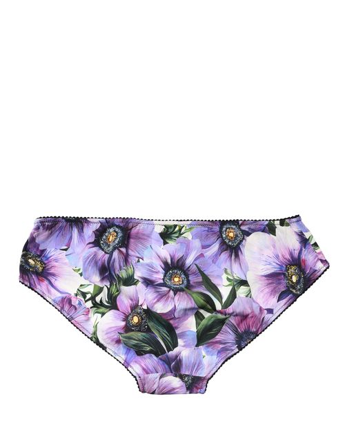 Silk Floral Brief Panty — Purple