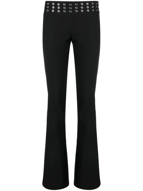 Eyelet-embellished flared trousers - Black