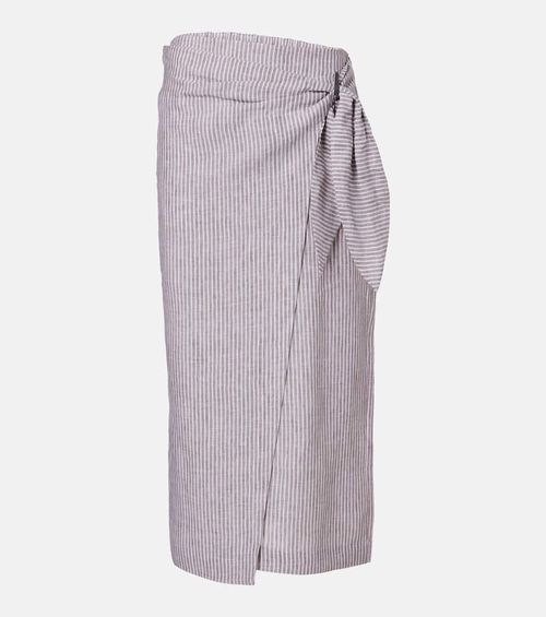 Striped linen wrap skirt