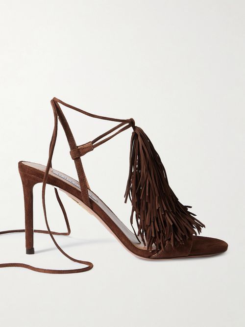 Gytane 85 Fringed Suede Sandals - Brown