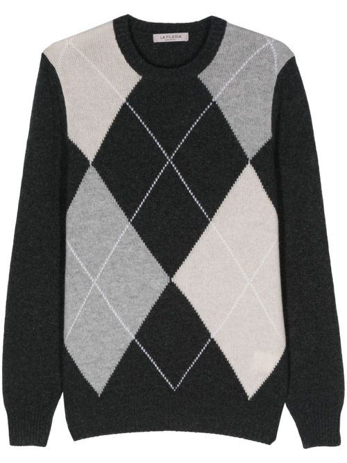 Argyle check-pattern sweater - Black