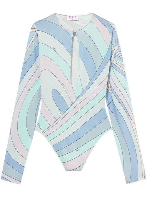 Iride-print bodysuit - Blue