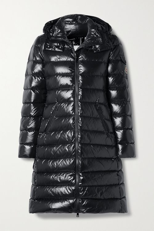 Moka Hooded Quilted Glossed-shell Down Coat - Black - 00