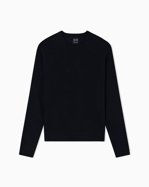 Crew neck sweater with shoulder detail