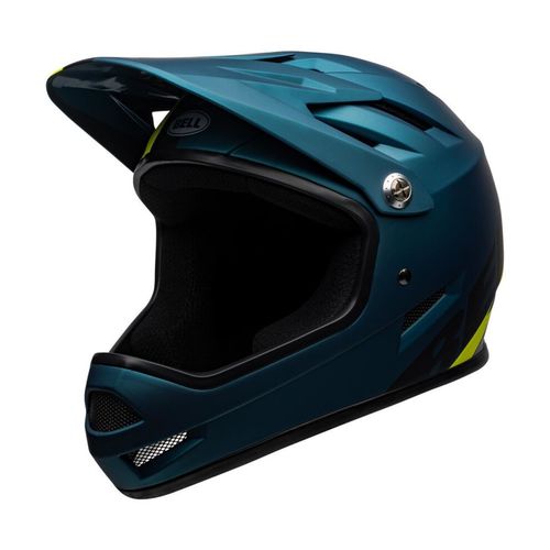 (L - 58-60 CM, Agility Matt Blue / Hi-Viz) Bell Sanction MTB Full Face Helmet