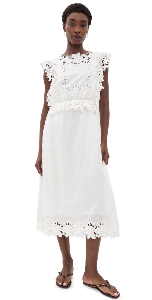 Eleannora Embellished Midi Dress White