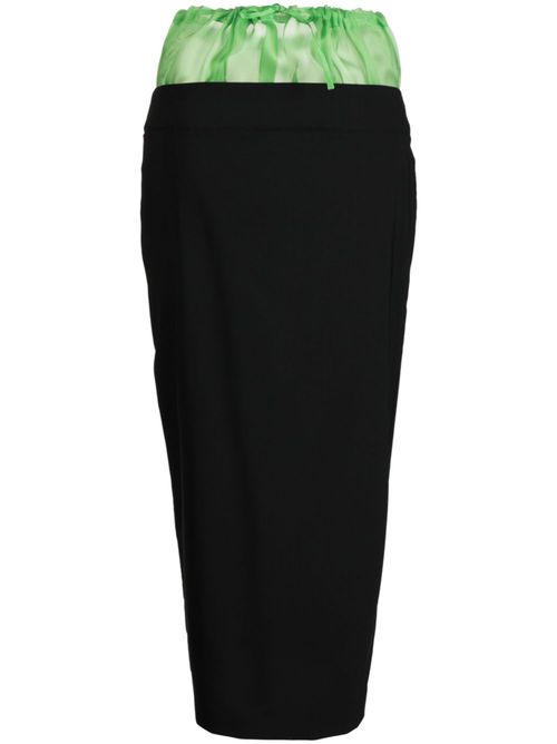Two-tone drawstring midi skirt - Black