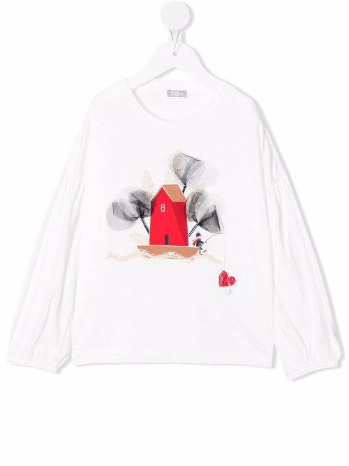 Graphic-print longsleeved T-shirt - White
