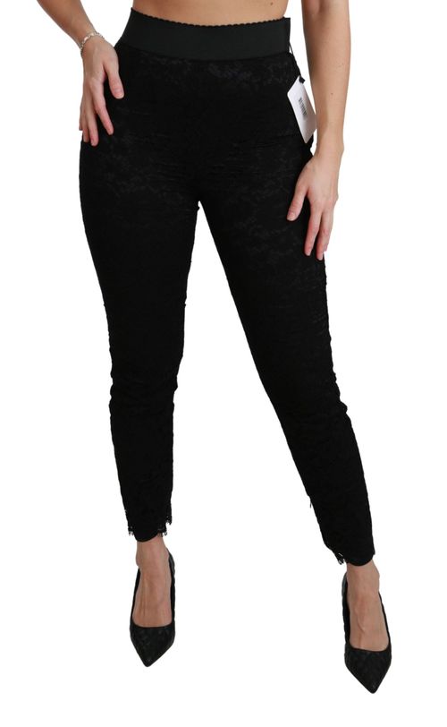 Lace High-Waist Leggings — Black