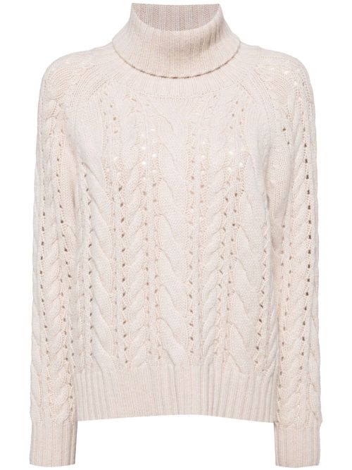 Roll-neck cashmere jumper - Neutrals