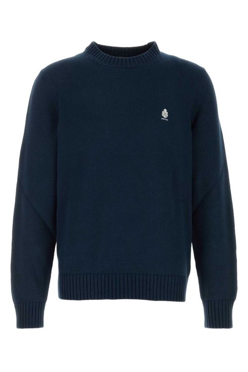 Cotton Crew-Neck Sweater — Navy