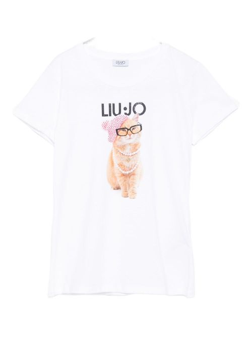 Cat-print T-shirt - White