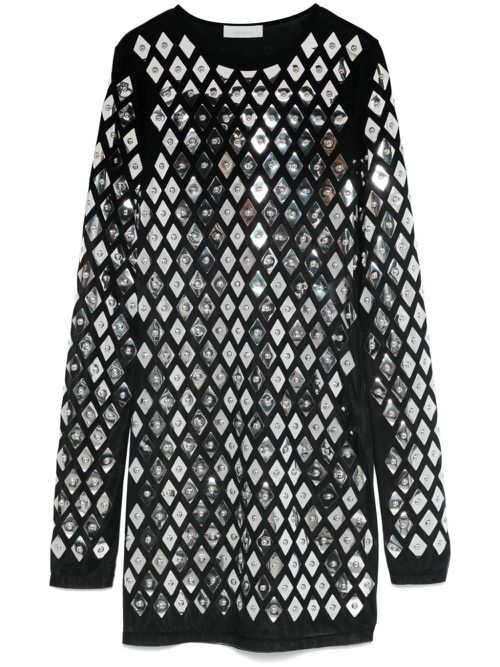 Geometric-studded mini dress - Black