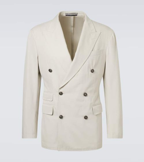 Double-breasted cotton and cashmere blazer